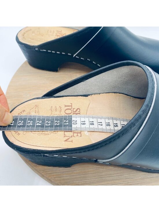 Sakne Toffeln Swedish Wooden Clogs Mens 11 44 Black Leather Comfort Mules main image 10